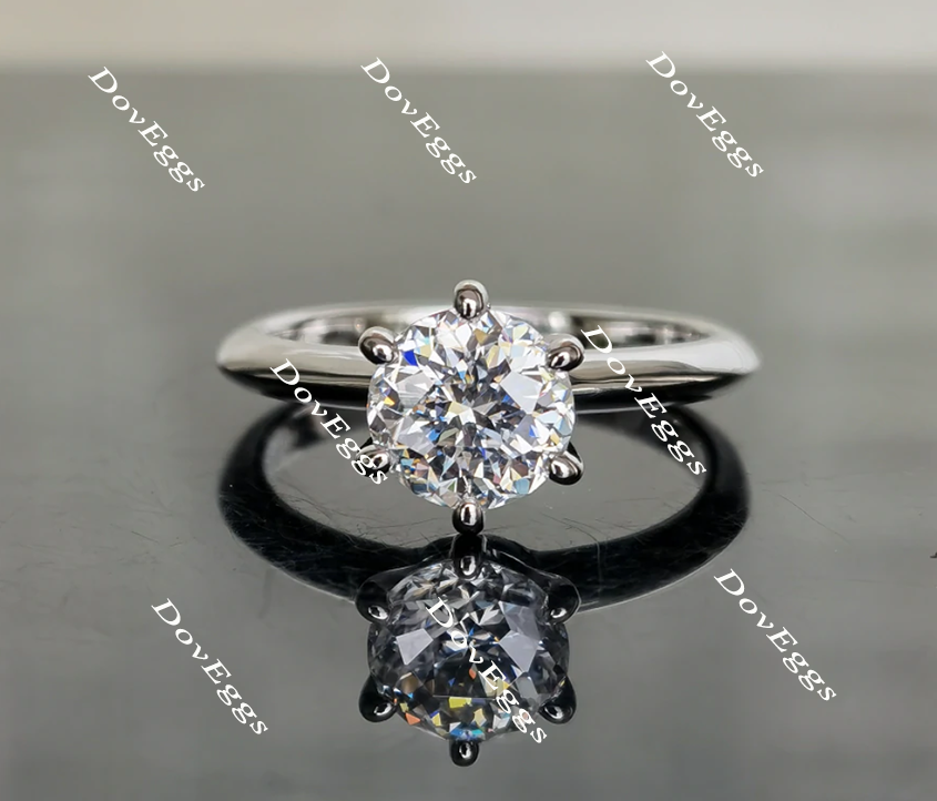 Old Mine 8mm Near Colorless Cubic Zirconia Engagement Ring 
