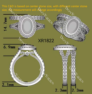 Doveggs bezel halo split shanks 3/4 eternity engagement ring semi-mount only(Exclusively to DovEggs stones)