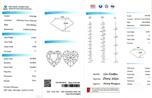 Doveggs 2.510ct heart D color VVS2 Clarity Excellent cut lab diamond stone(certified)