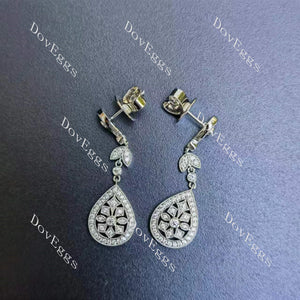 Doveggs round moissanite/lab grown diamond water drop&dangle earrings