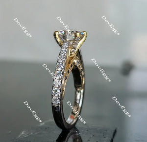 Doveggs half eternity pave engagement ring only semi-mount only(Exclusively to DovEggs Stones)