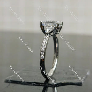 DovEggs three stones pave engagement ring only semi-mount only(Exclusively to DovEggs Stones)