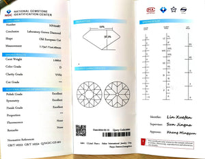Doveggs 1.660ct round D color VVS2 Clarity Excellent cut lab diamond stone(certified)