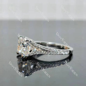 Doveggs cushion pave split shanks moissanite engagement ring