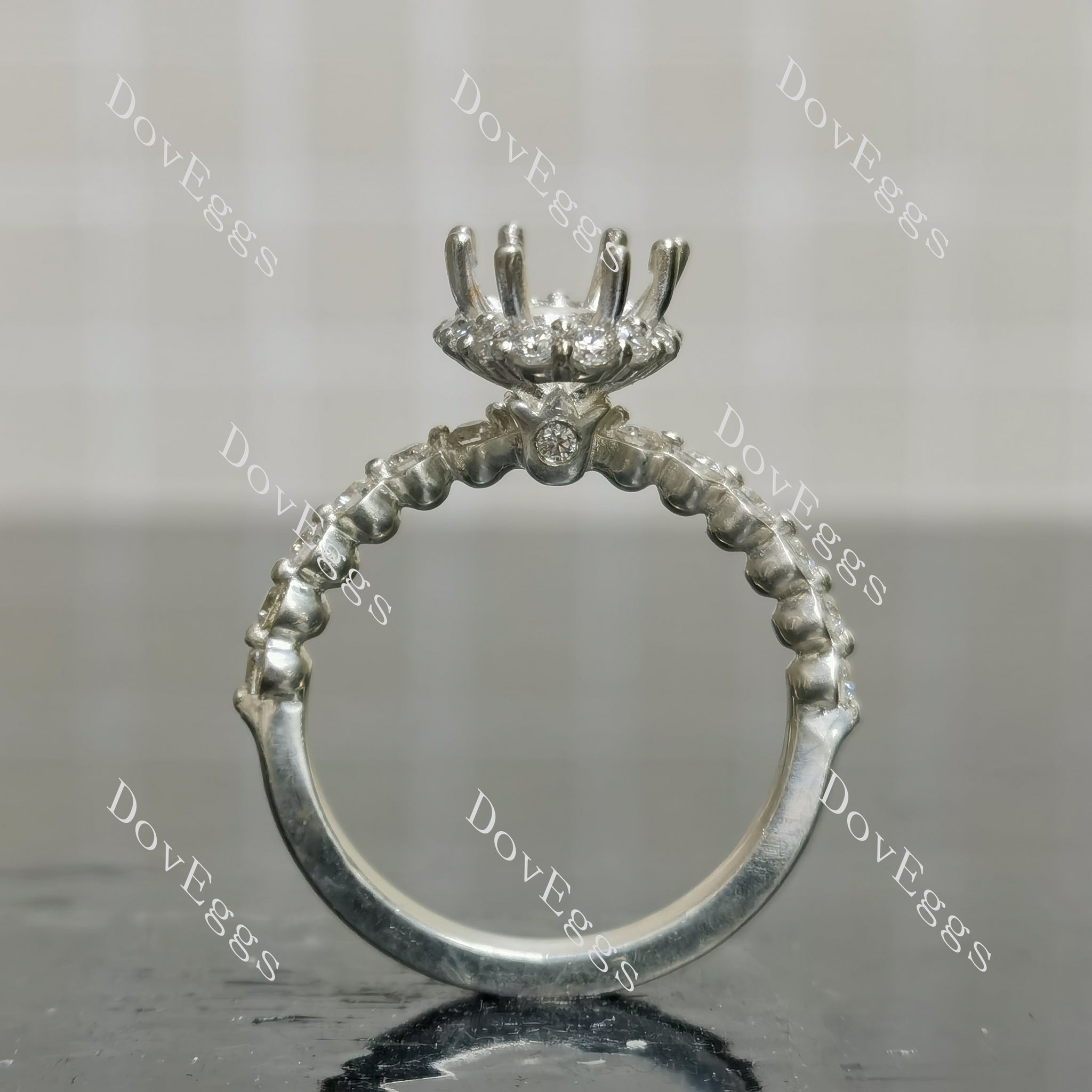 DovEggs pave engagement ring semi-mount only(Exclusively to DovEggs Stones)