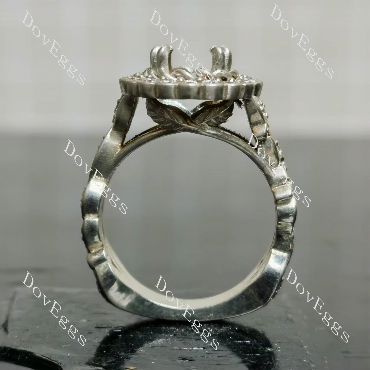 The Fiona halo floral  engagement ring only semi-mount only(Exclusively to DovEggs Stones)