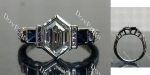 Dovie Doutch Marquise cut channel bezel stardust grey moissanite engagement ring