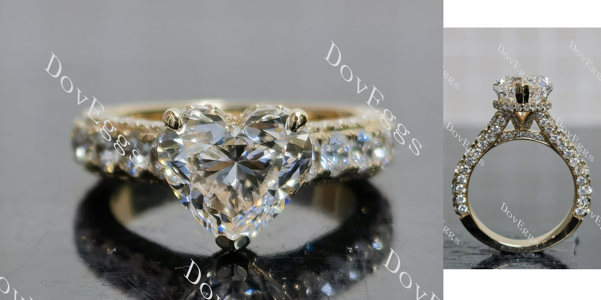 heart pave vintage moissanite engagement ring(engagement ring only)