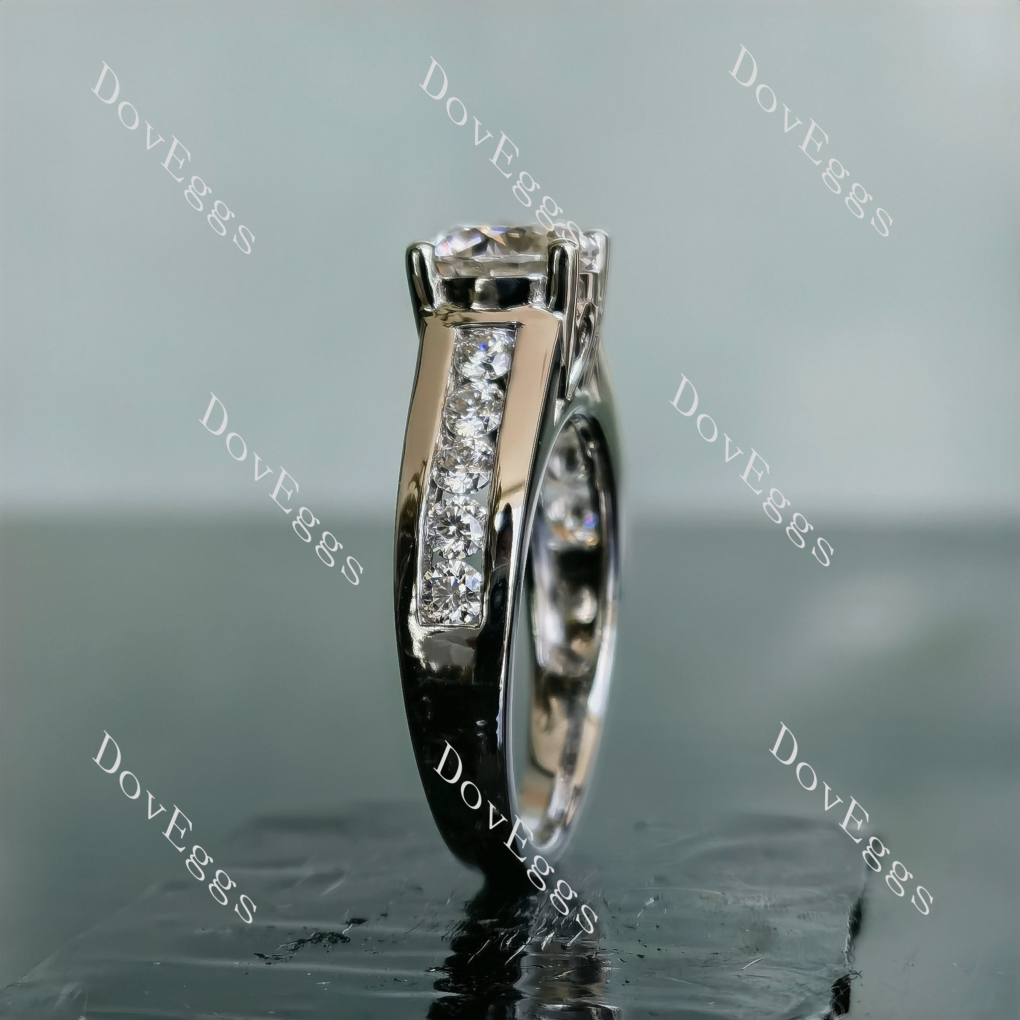 Doveggs round channel set moissanite engagement ring