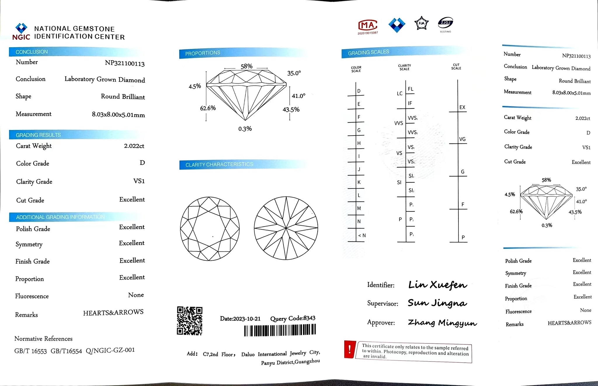 Doveggs 2.02ct Round D Color VS1 Clarity Excellent cut lab diamond stone(certified)