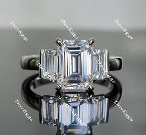 DovEggs side-stone three-stone engagement ring only semi-mount only(Exclusively to DovEggs Stones）