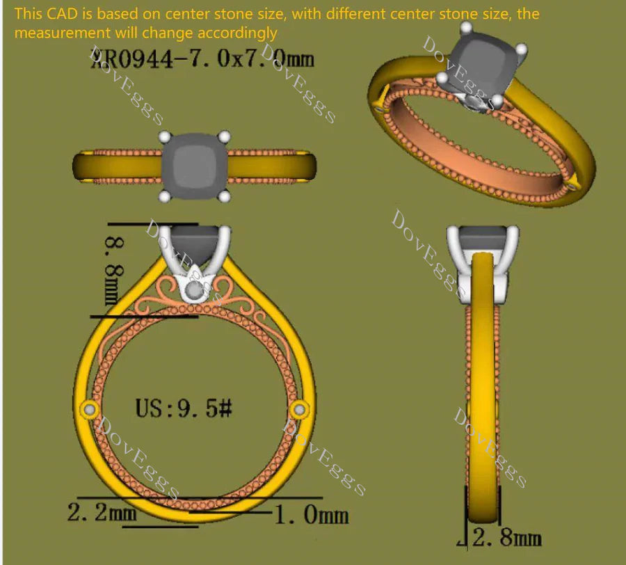 DovEggs vintag engagement ring only semi-mount only(Exclusively to DovEggs Stones)