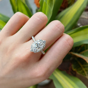 DovEggs half eternity paved halo engagement ring semi-mount only(Exclusively to DovEggs Stones)