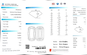 Doveggs 4.157ct Modified elongated cushion D color VVS2 Clarity Excellent cut lab diamond stone(certified)