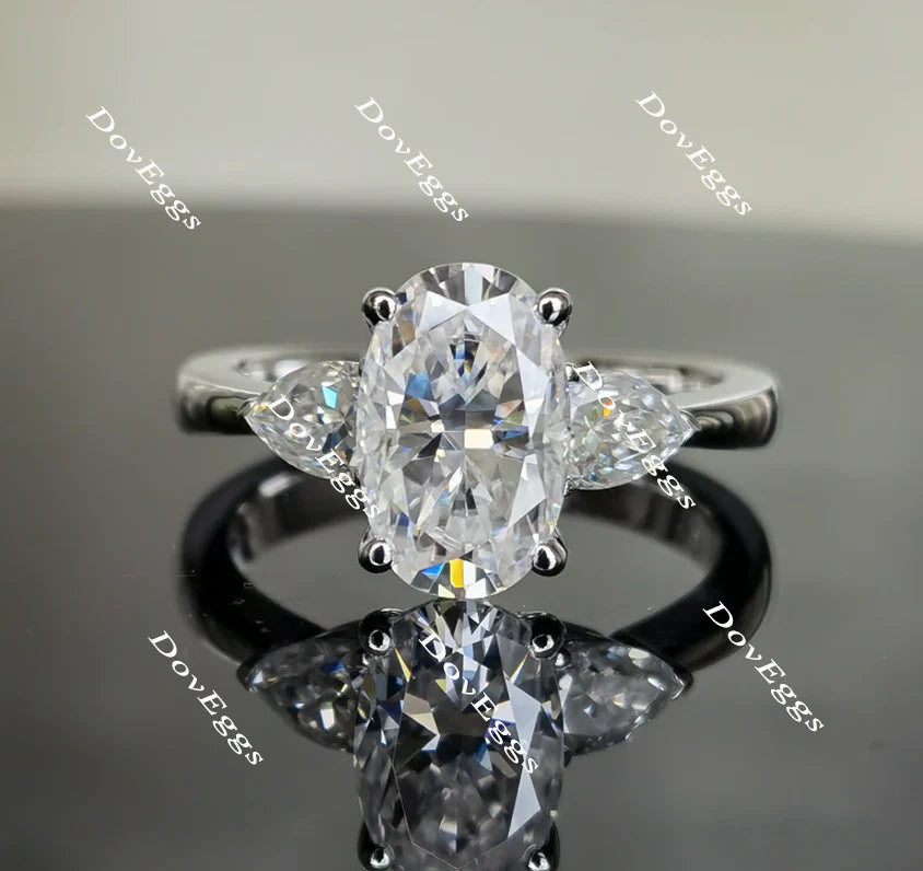 DovEggs three-stone engagement ring semi-mount only(Exclusively to DovEggs Stones)