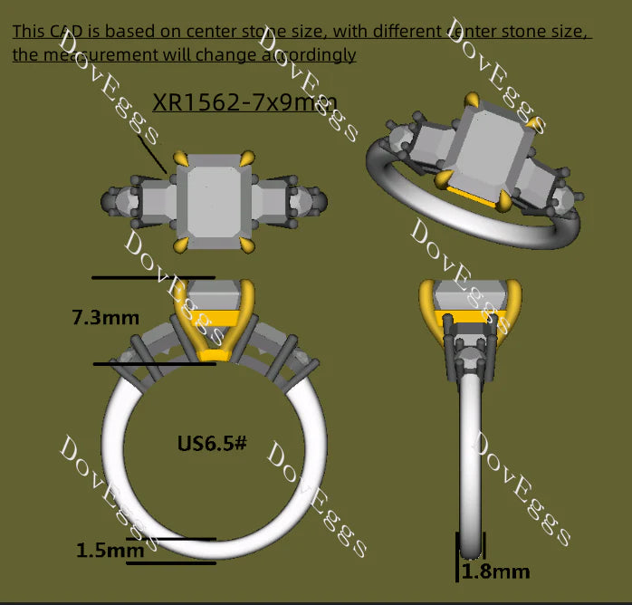 DovEggs side stones engagement ring semi-mount only(Exclusively to DovEggs Stones)