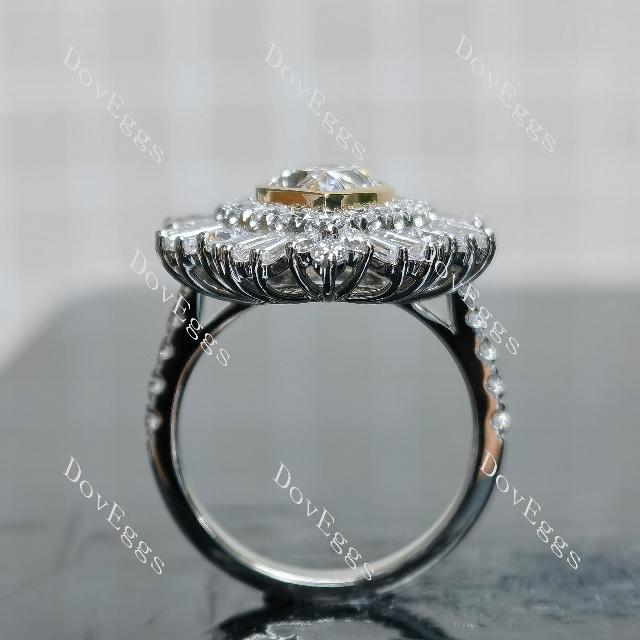 Debbie's Ballerina pear halo vintage moissanite engagement ring