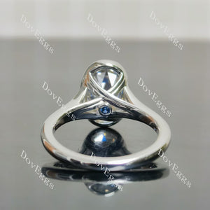 Doveggs oval bezel split shanks moissanite engagement ring