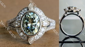 Doveggs oval halo engagement ring semi-mount only(Exclusively to DovEggs Stones)