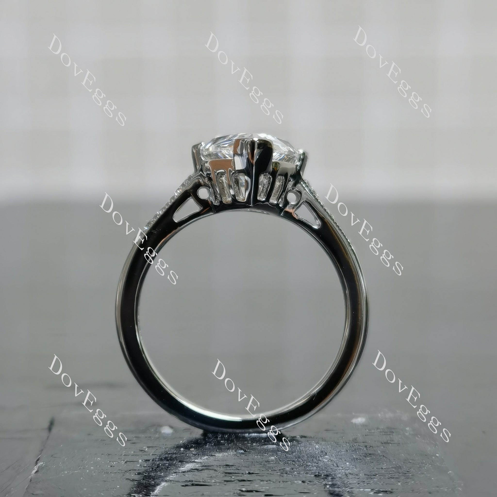 Doveggs pave art deco engagement ring semi-mount only(Exclusively to DovEggs Stones)