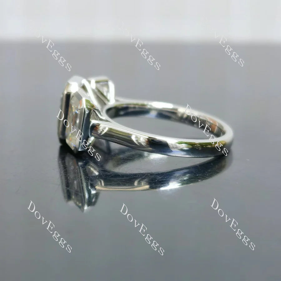 Doveggs bezel three stones engagement ring only semi-mount only(Exclusively to DovEggs Stones)