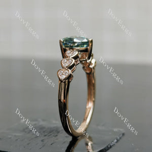 Doveggs heart side stones colored moissanite engagement ring