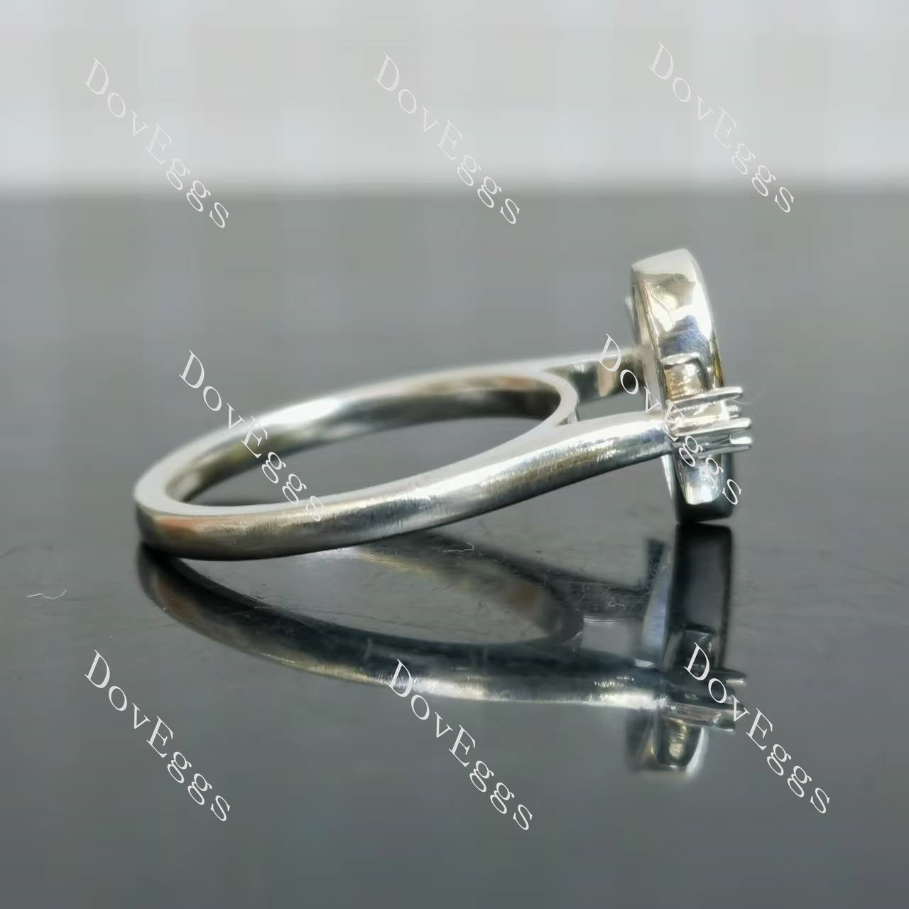 Moon Maiden bezel half moon three-stone engagement ring semi-mount only(Exclusively to DovEggs Stones)