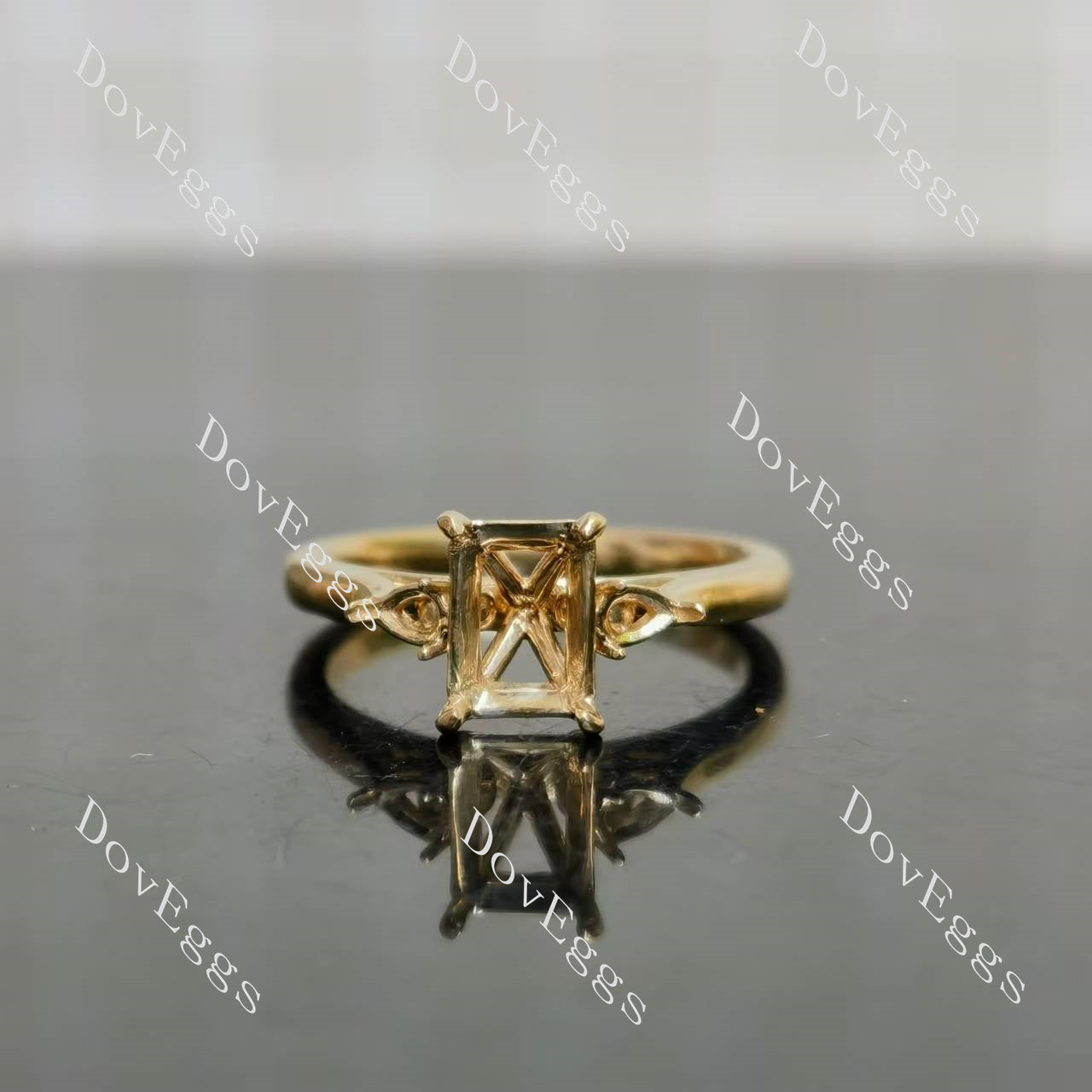 Doveggs vintage three-stones engagement ring semi-mount only(Exclusively to DovEggs Stones)