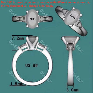 DovEggs three-stone engagement ring semi-mount only(Exclusively to DovEggs Stones)