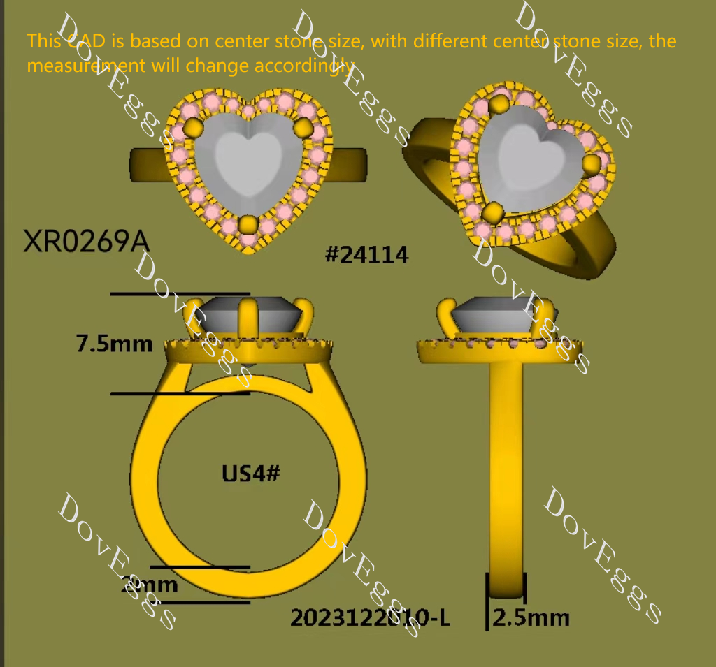 Doveggs halo engagement ring only semi-mount only(Exclusively to DovEggs Stones)