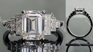 Doveggs art deco side stones engagement ring only semi-mount only(Exclusively to DovEggs Stones)