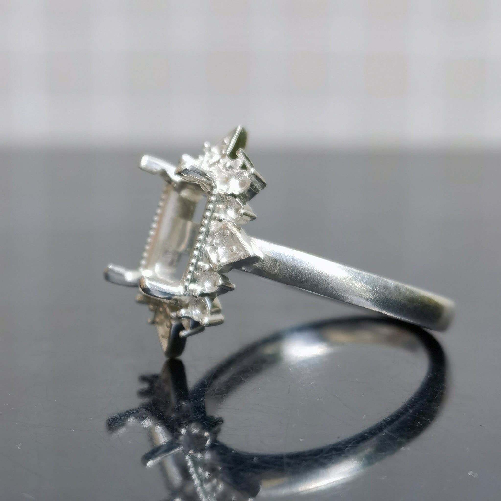 DovEggs art deco engagement ring semi-mount only(Exclusively to DovEggs Stones)