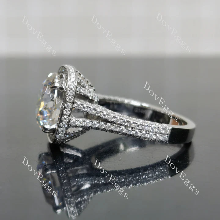 Doveggs halo split shanks engagement ring semi-mount only(Exclusively to DovEggs Stones)