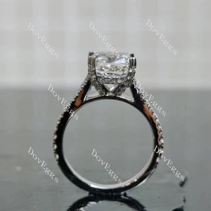 (size 6）Doveggs solid 10K white gold 3.70ct cushon E color VVS2 clarity Excellent cut lab diamond ring(certified)