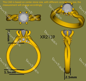 Doveggs curved vintage engagement ring only semi-mount only(Exclusively to DovEggs Stones)