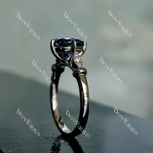 Doveggs art deco oval Twilight Blue moissanite engagement ring