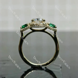 Doveggs halo three stones engagement ring semi-mount only(Exclusively to DovEggs Stones)