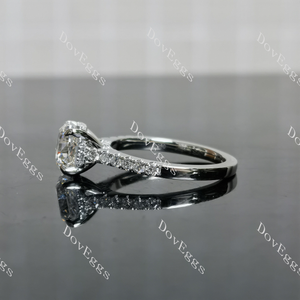 Doveggs Octagon Pave Half Eternity Lab Grown Diamond Engagement Ring