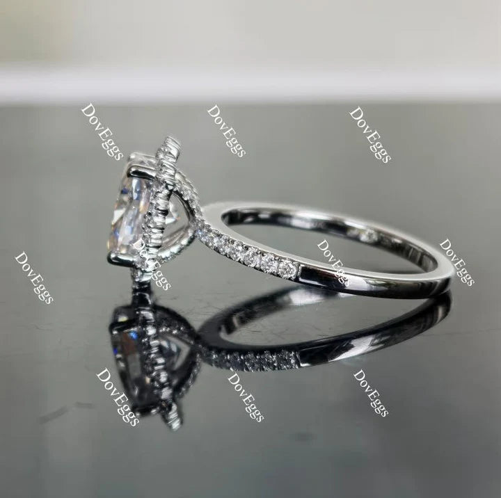 DovEggs flower shape half eternity pave engagement ring only semi-mount only(Exclusively to DovEggs Stones)