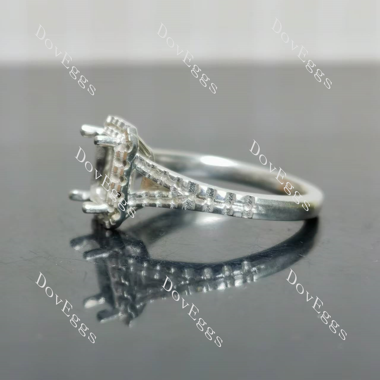 Doveggs split shank pave engagement ring only semi-mount only(Exclusively to DovEggs Stones)