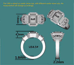 DovEggs three-stone halo engagement ring semi-mount only(Exclusively to DovEggs Stones)