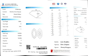 Doveggs 2.068ct Marquise D color VVS1 Clarity Excellent cut lab diamond stone(certified)