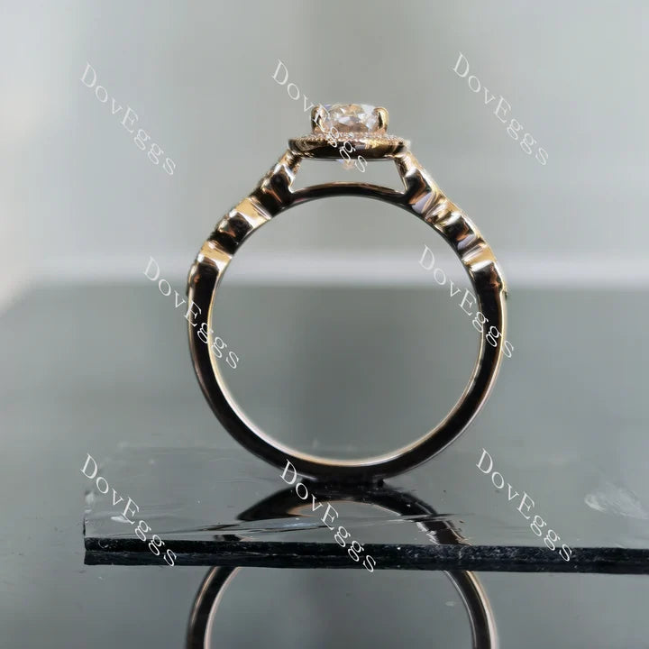 DovEggs art deco halo pave engagement ring only semi-mount only(Exclusively to DovEggs Stones)