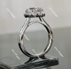 DovEggs half eternity paved halo engagement ring semi-mount only(Exclusively to DovEggs Stones)