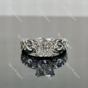 Doveggs Cushion Pave Art Deco Lab Grown Diamond Engagement Ring