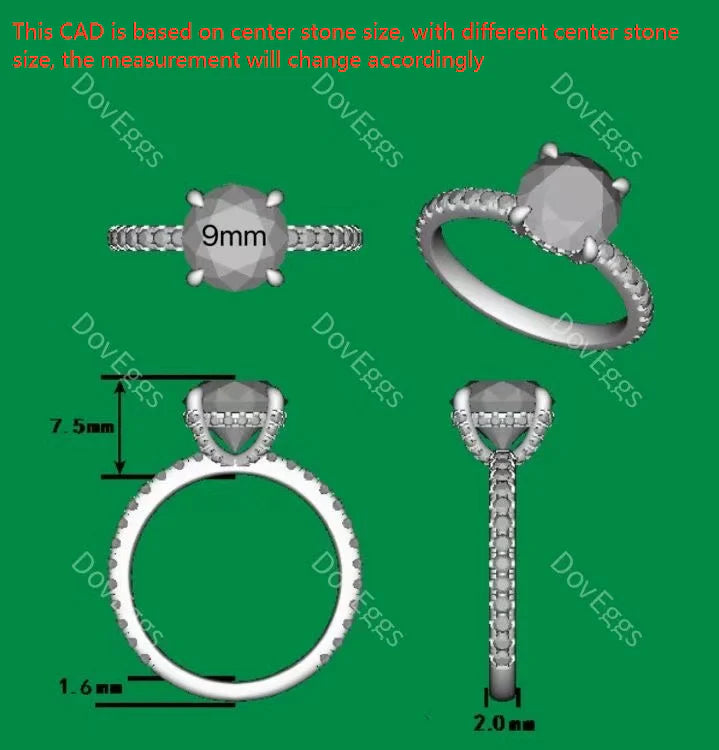 DovEggs pave engagement ring only semi-mount only(Exclusively to DovEggs Stones)