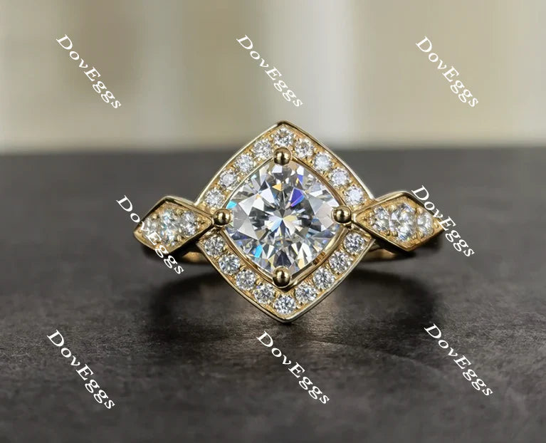 DovEggs art deco halo engagement ring only semi-mount only(Exclusively to DovEggs Stones)