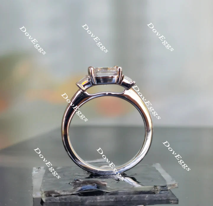 Doveggs side-stone three-stone engagement ring semi-mount only(Exclusively to DovEggs Stones)