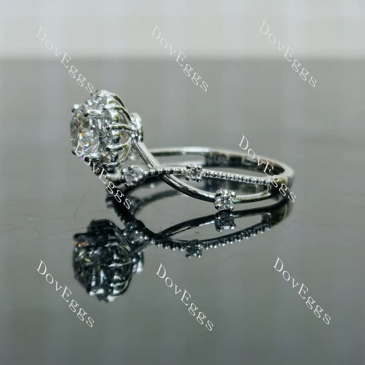 Doveggs floral halo engagement ring semi-mount only(Exclusively to DovEggs Stones)