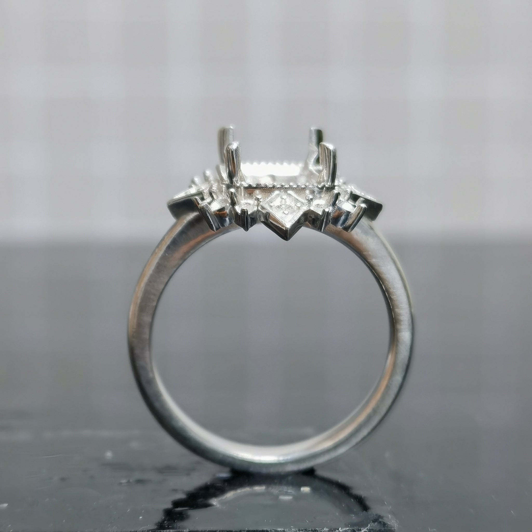 DovEggs art deco engagement ring semi-mount only(Exclusively to DovEggs Stones)